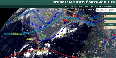 Frente frío número 10 ocasionará lluvias de intensidad variable en territorio oaxaqueño para este miércoles